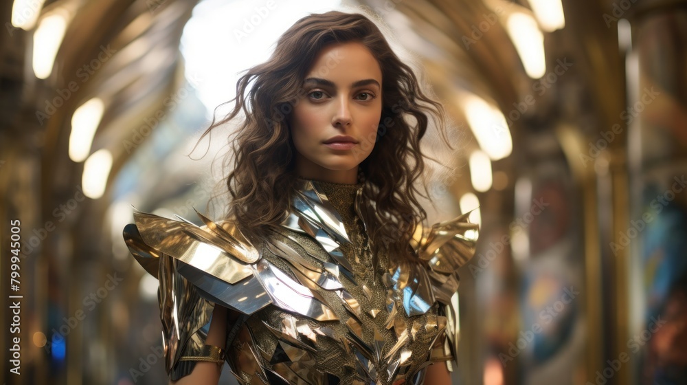 Powerful female warrior in futuristic armor Powerful female warrior in futuristic armor