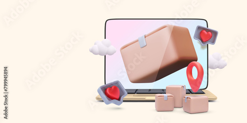 Concept banner of parcel transportation in realistic style. Vector illustration