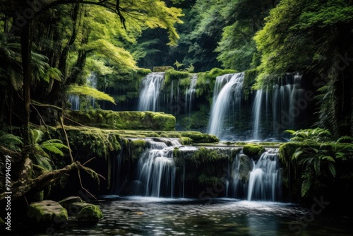Lush Rainforest Waterfall Landscape