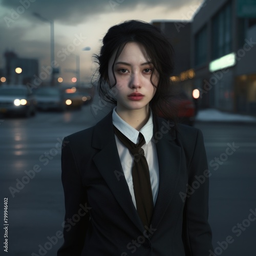 Wallpaper Mural Serious young woman in business attire on city street Torontodigital.ca