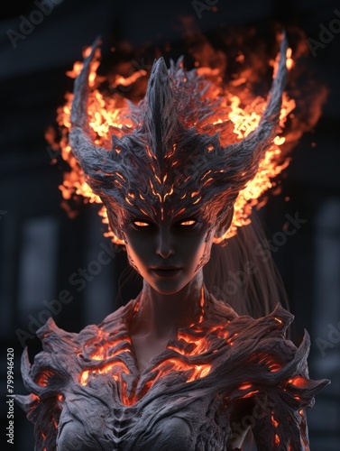 Fiery Mythical Creature Portrait