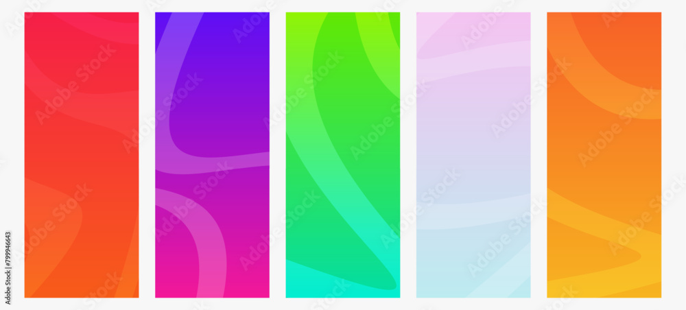 Set of modern gradient backgrounds with wave line