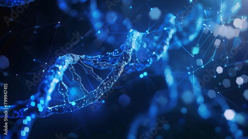 Vibrant abstract background of molecular structures: dna strands, genetic engineering, neural networks, innovation technology - scientific research concept photo