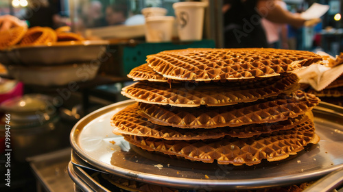 Delicious Stroopwafel in Dutch Market, Culinary World Tour, Food and Street Food