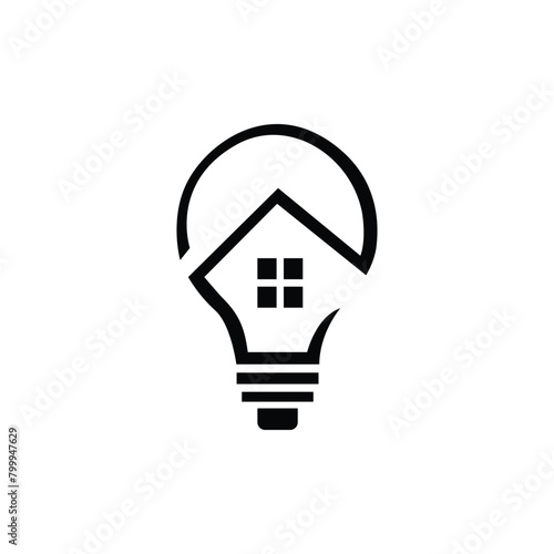 Creative lamp bulb home logo for innovative and bright residential design branding