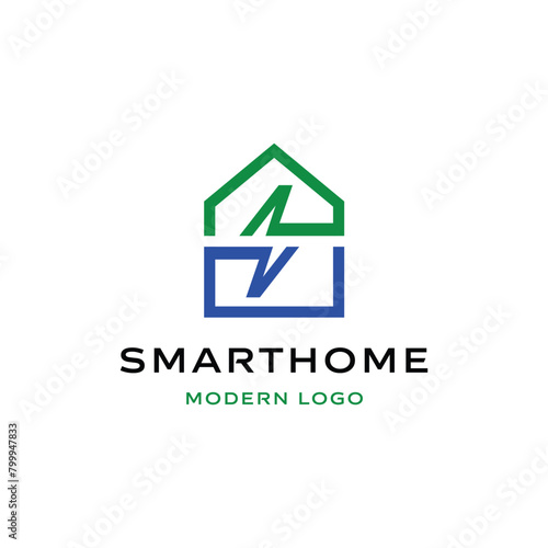 Electric smart home logo design template vector illustration