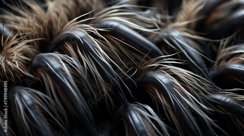 A close up of a tarantula's fur.