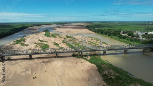 Aerial footage of Burdekin River Bridge Home Hill Queensland photo