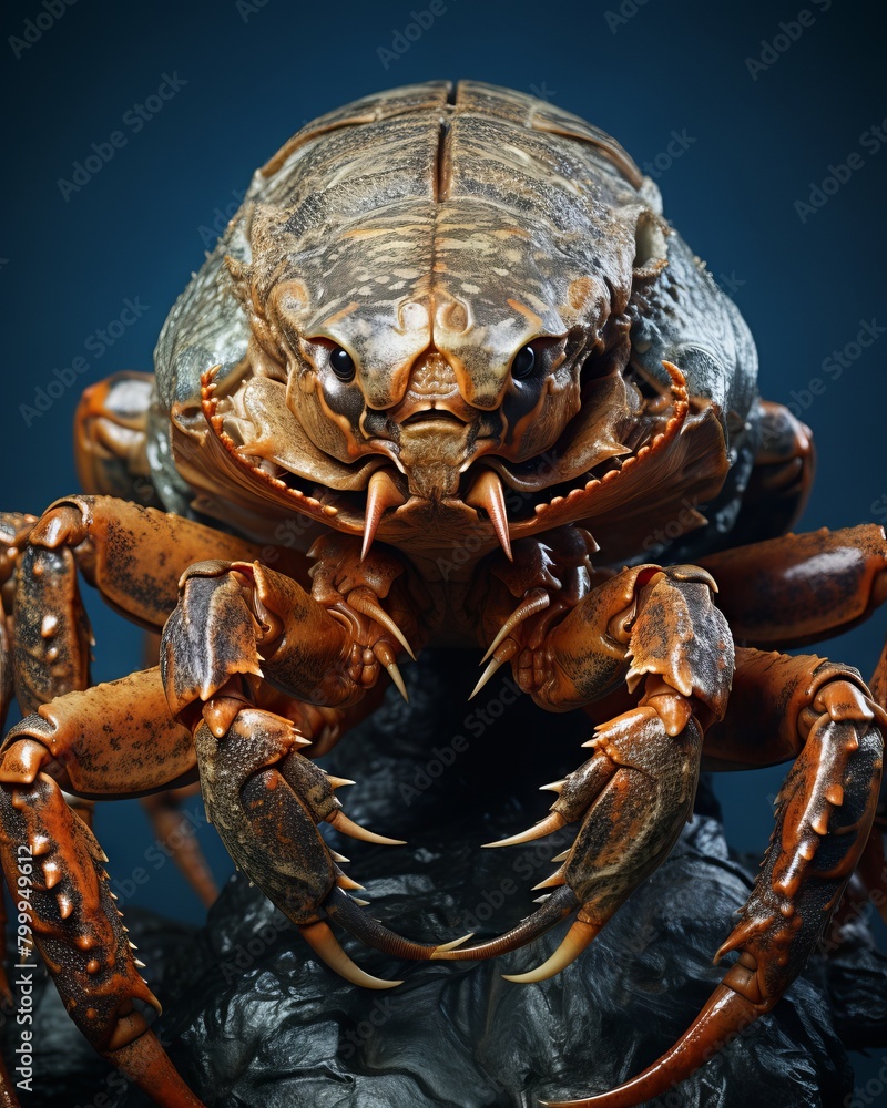 A realistic render of a horrifying hybrid between a coconut crab and a