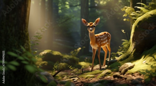 Curious Fawn in Enchanted Forest