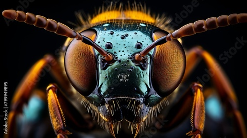 A stunningly detailed 3D rendering of a bee's head.