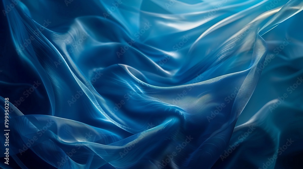 Obraz premium Blue wave veil abstract background texture - digital art concept for design and creativity