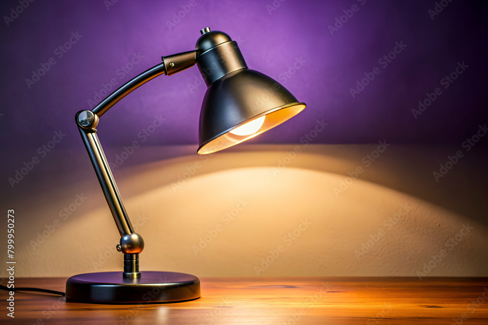Close-up of Artistic Lamp Over Communal Worktable on Violet and Cream Background Close-up of Artistic Lamp Over Communal Worktable on Violet and Cream Background