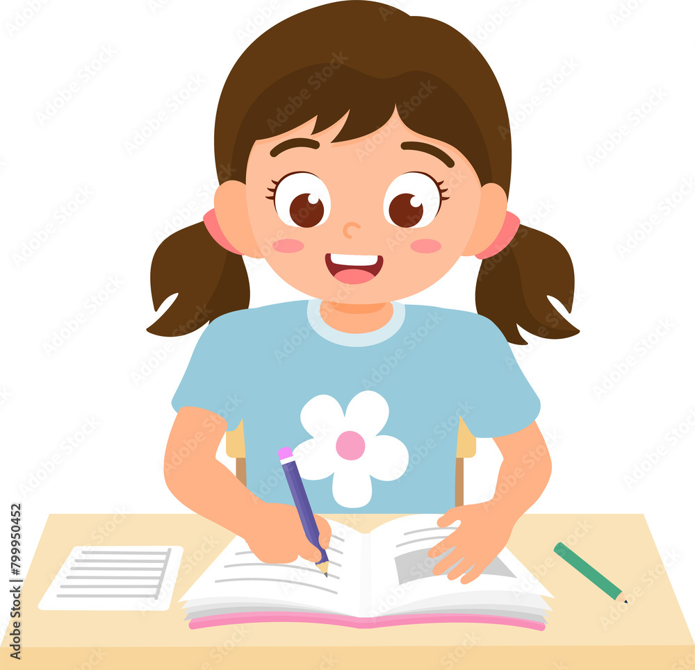 Child practice her hand writing skill on a worksheet book. Concept for learning and education. Child practice her hand writing skill on a worksheet book. Concept for learning and education.