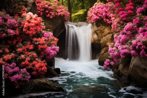 Vibrant Floral Waterfall Oasis