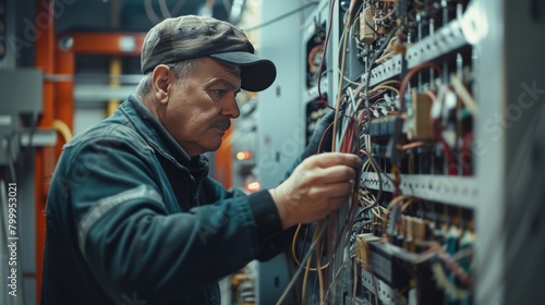 electrician man repairing wiring worker