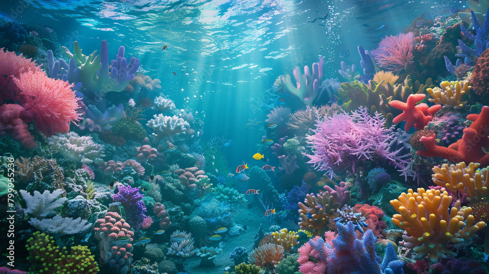 beautiful sea ocean landscape background with coral reefs, anemones, turtles, clown fish, nemo. Deep blue sea with big whale beautiful sea ocean landscape background with coral reefs, anemones, turtles, clown fish, nemo. Deep blue sea with big whale