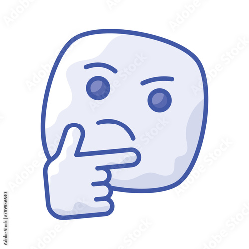 Well designed thinking emoji icon design, ready to use premium vector