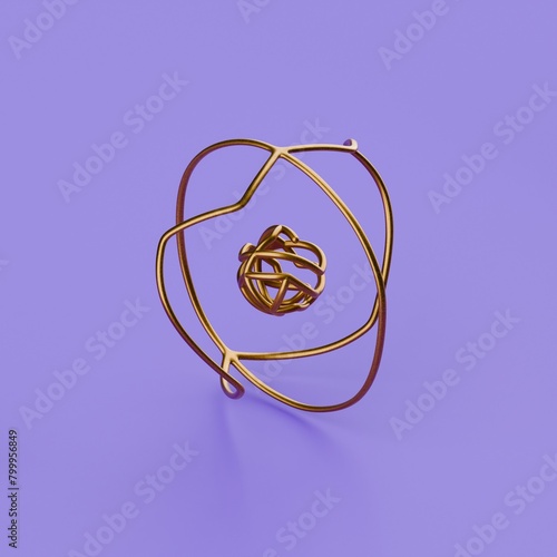 3d gold abstract jewellery on purple background (ID: 799956849)