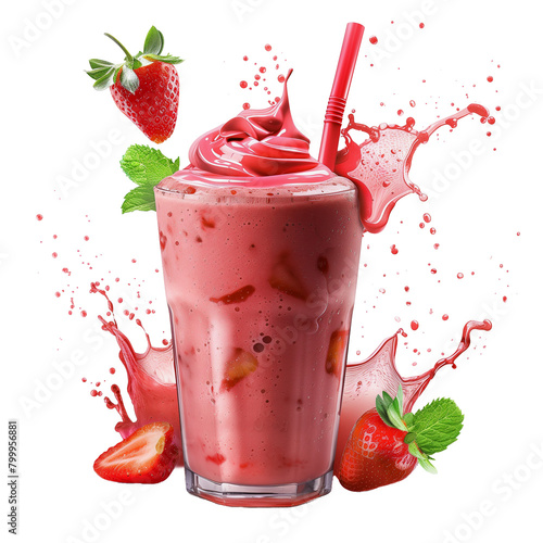 Summer Drinks: iced drinks & smoothies on transparent background. Fruity, creamy, realistic, decorated with splashes.