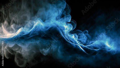 Blue smoke isolated on a black background