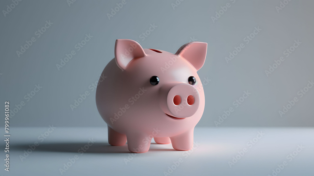 Pink Piggy Bank on a Simplistic Background, Symbol of Savings and Financial Security Pink Piggy Bank on a Simplistic Background, Symbol of Savings and Financial Security