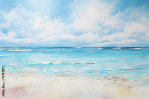 Tranquil Beachfront Bliss  abstract landscape art  painting background  wallpaper  generative ai