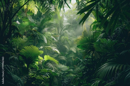 Tropical Forest Jungle Landscape. Lush Green Rainforest Wilderness