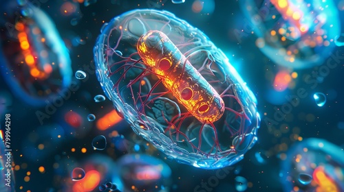 Dynamic cellular respiration: mitochondria powering energy production in animal cells - biochemical metabolism concept photo
