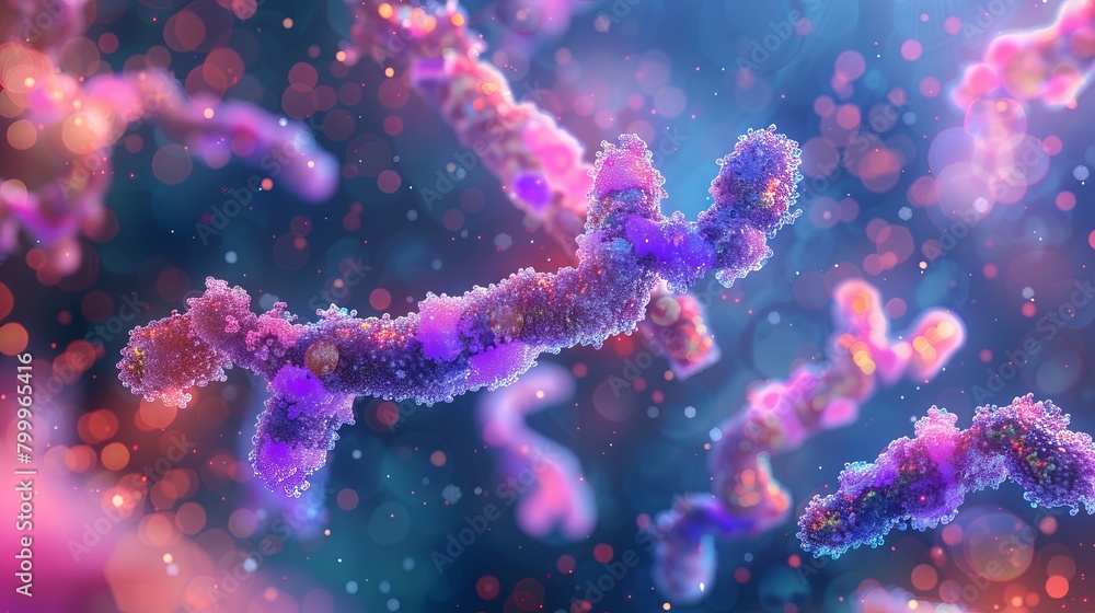 Fototapeta premium Genetics, DNA, Science, Research, Biology, Cells, Chromosomes, Medicine, Health, Technology, Laboratory, Molecular, Microscopic, Geneticist, Experiment, Genome, Biotechnology, Discovery, Evolution, Ce