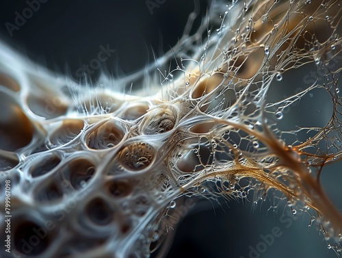 High-magnification of a human hair follicle, intricate structures, macro photography photo