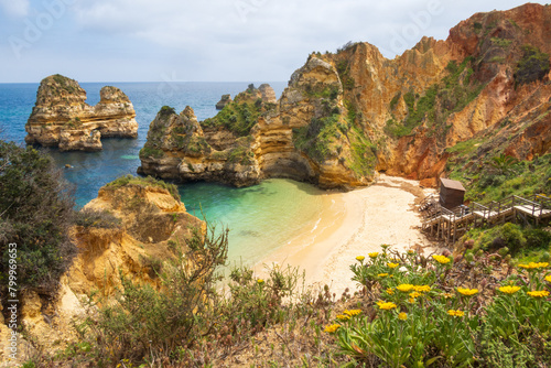 View over Praia do Camilo, beach near Lagos in the Algarve, Portugal