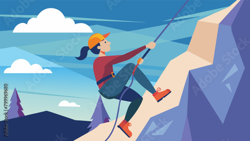 A person tries rock climbing for the first time conquering their fear of heights while boosting their confidence and selfesteem..