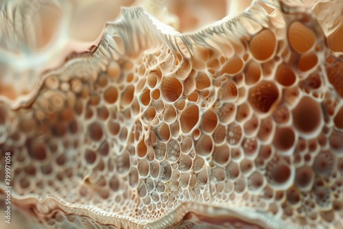Extreme close-up of a human hair follicle, high-magnification with intricate structures photo