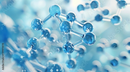 Blue molecule structure 3D background.