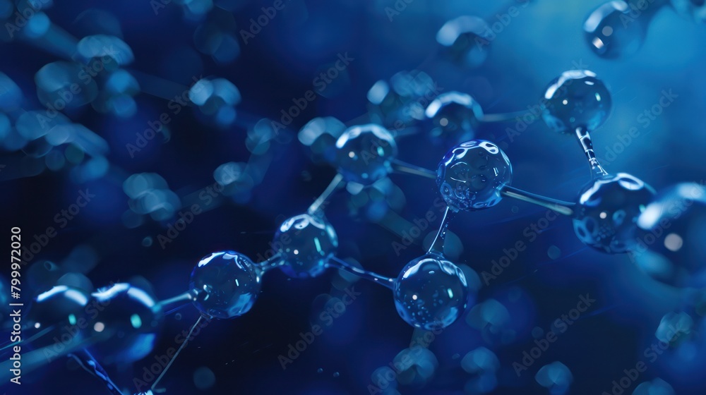 Blue molecule structure 3D background. Blue molecule structure 3D background.
