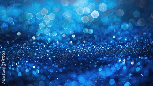 Blue Celebration Background with Bokeh Lights and Glittering Stars