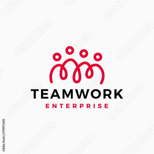 four team people family human together unity logo vector icon