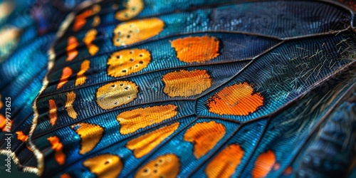 Zoomed-in view of a butterfly's wing, high-magnification with intricate scales