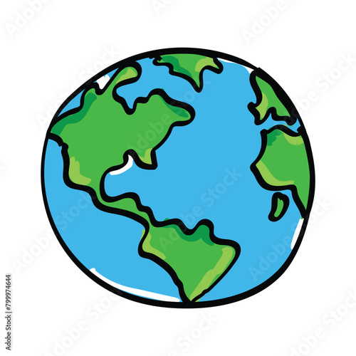 Hand drawn earth on white background