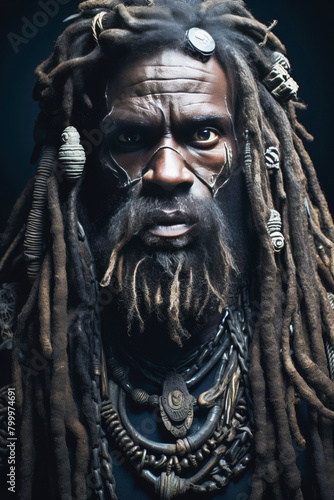 A man of the African Mursi tribe, an Ethiopian aboriginal wild tribe photo