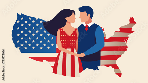 With each stitch the couples love for their country shines through creating a beautiful and meaningful tribute to Independence Day.. Vector illustration