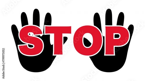 STOP：両手で制止するサイン（白背景） photo