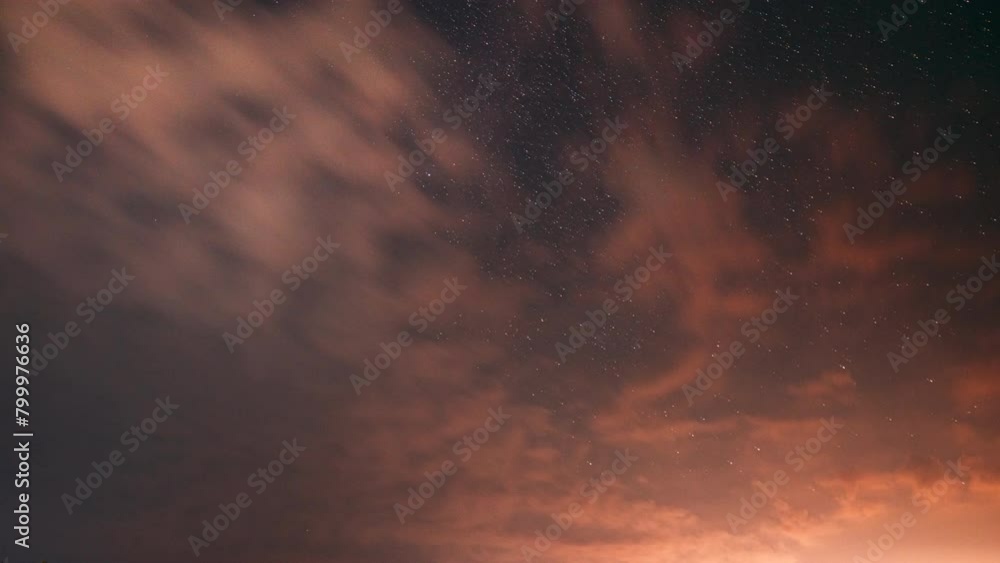 Amazing Night Starry Sky Transition To Bold Morning Sky. Bright ...