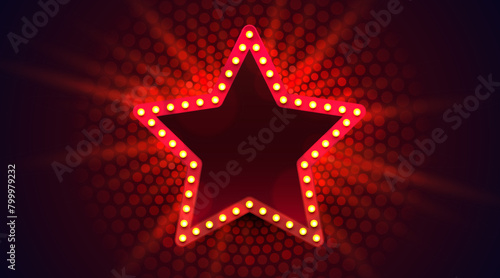 Light star frame label  event bar casino  show signboard. Vector illustration