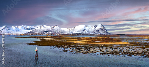 Nordic landscape near Risøyhamn village in north of Norway photo