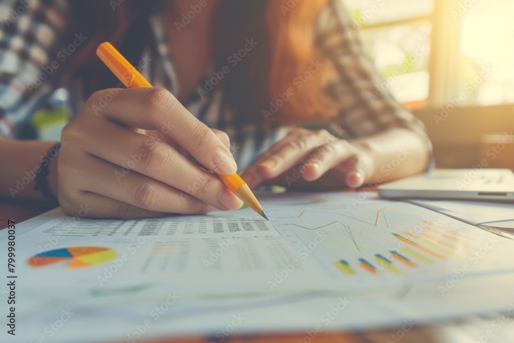 Financial Consultant Analyzing Data - Business Strategy, Market Research, Performance Metrics Financial Consultant Analyzing Data - Business Strategy, Market Research, Performance Metrics