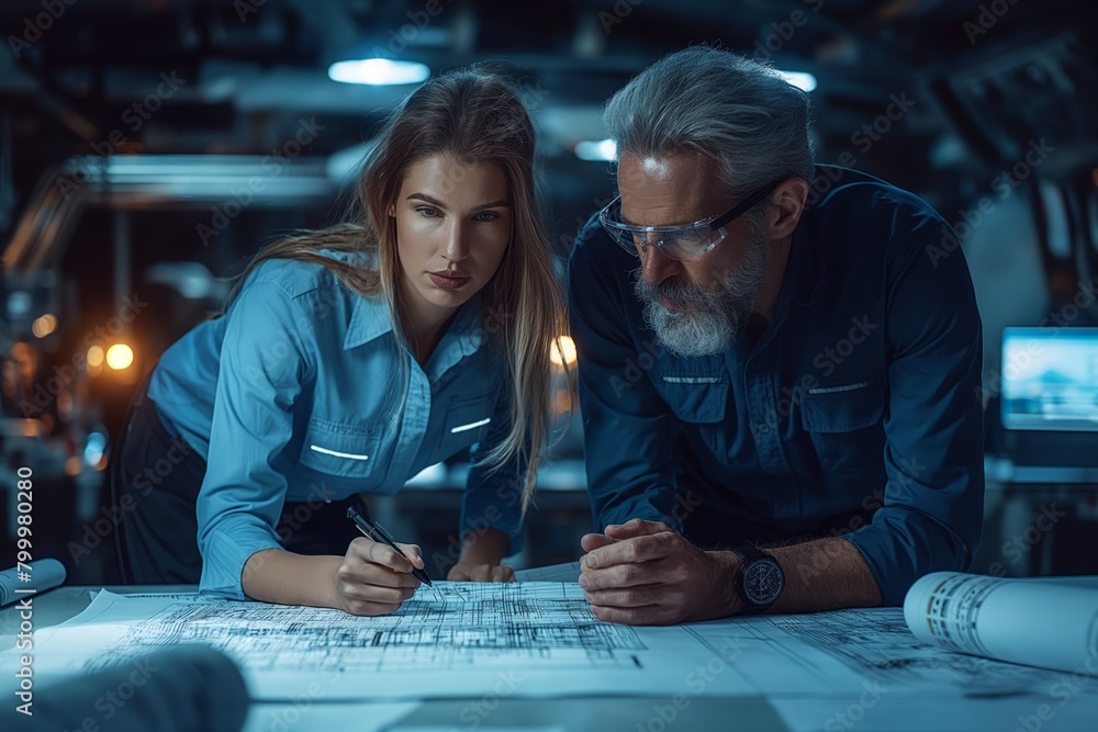Fototapeta premium Professionals analyzing architectural plans