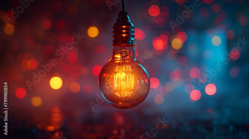 glowing bulb in dark, creat...