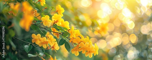 Beautiful yellow flowers of beni tree in spring  with a blurred background 